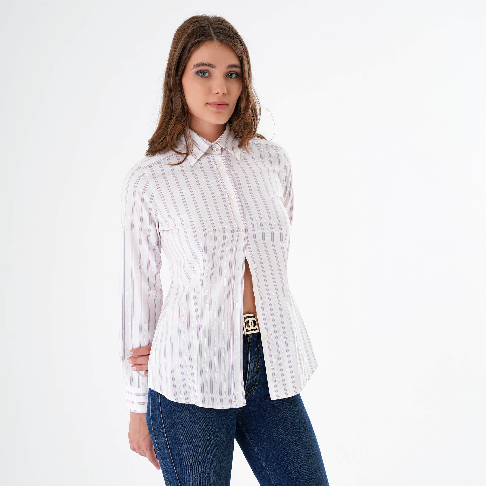 Etro - Pink & White Striped Cotton Blended Shirt IT44